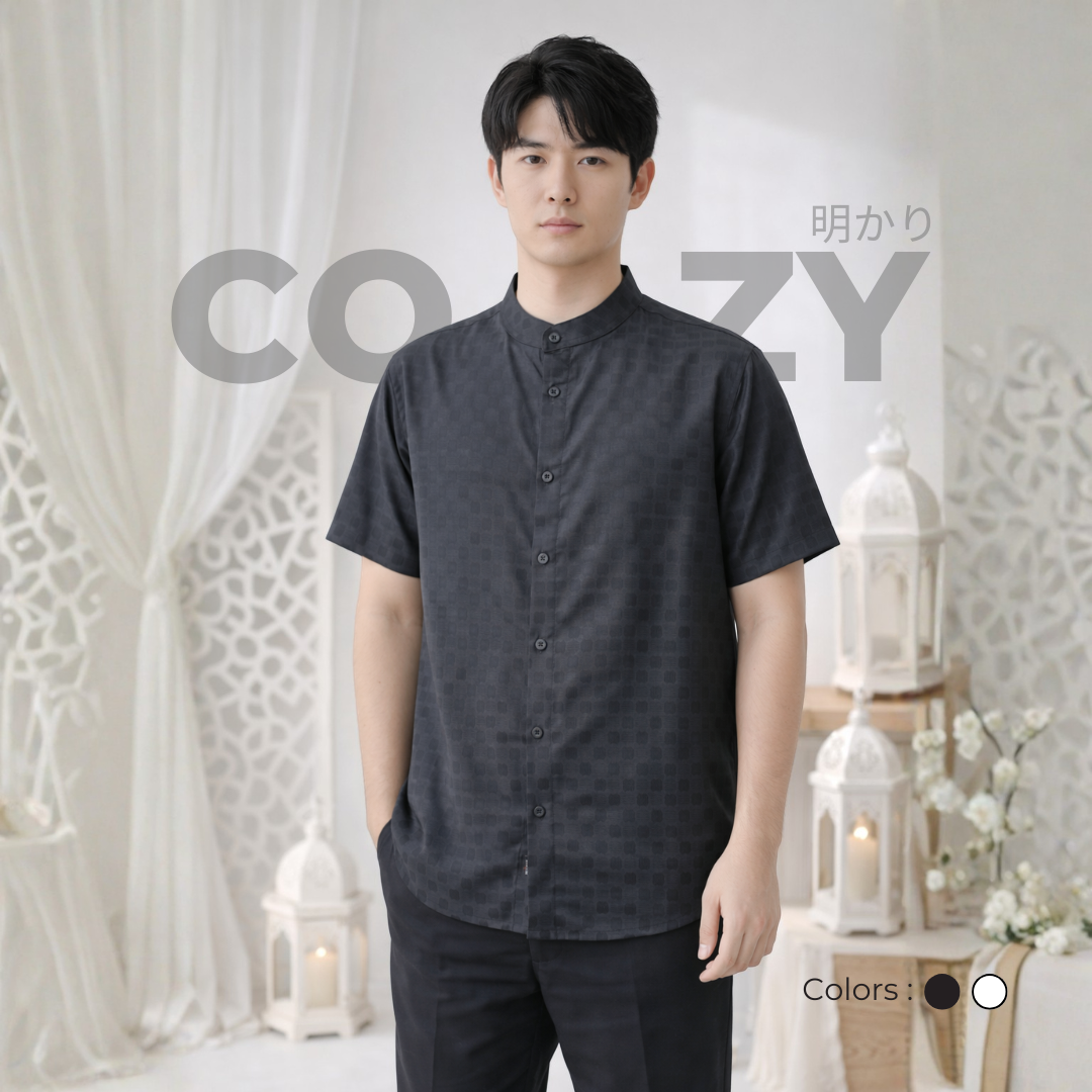 Ryusei Kemeja Kerah Koko Lengan Pendek Akari