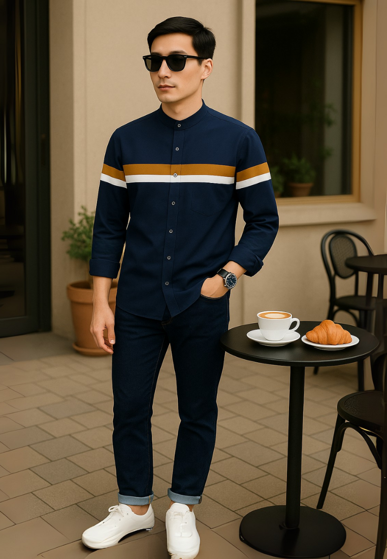 Ryusei Kemeja Atsuya Long Sleeve Navy