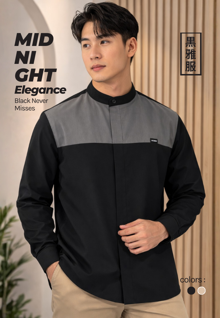 Ryusei Kemeja Kerah Koko Lengan Panjang Kamiyama