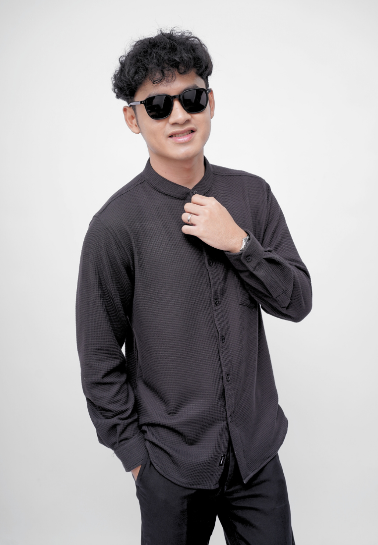 Ryusei Kemeja Kerah Koko Lengan Panjang Ultra Waffle