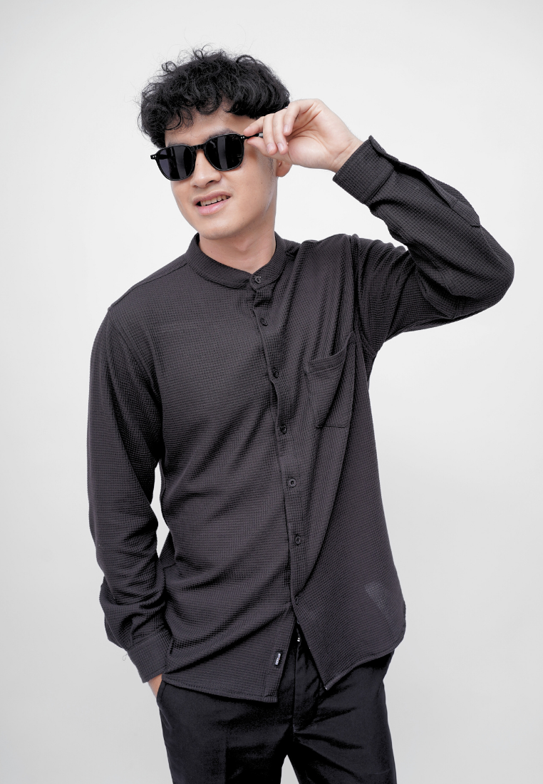 Ryusei Kemeja Kerah Koko Lengan Panjang Ultra Waffle