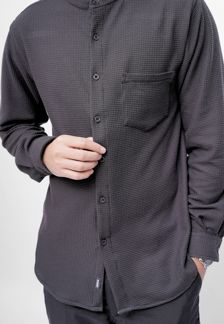 Ryusei Kemeja Kerah Koko Lengan Panjang Ultra Waffle