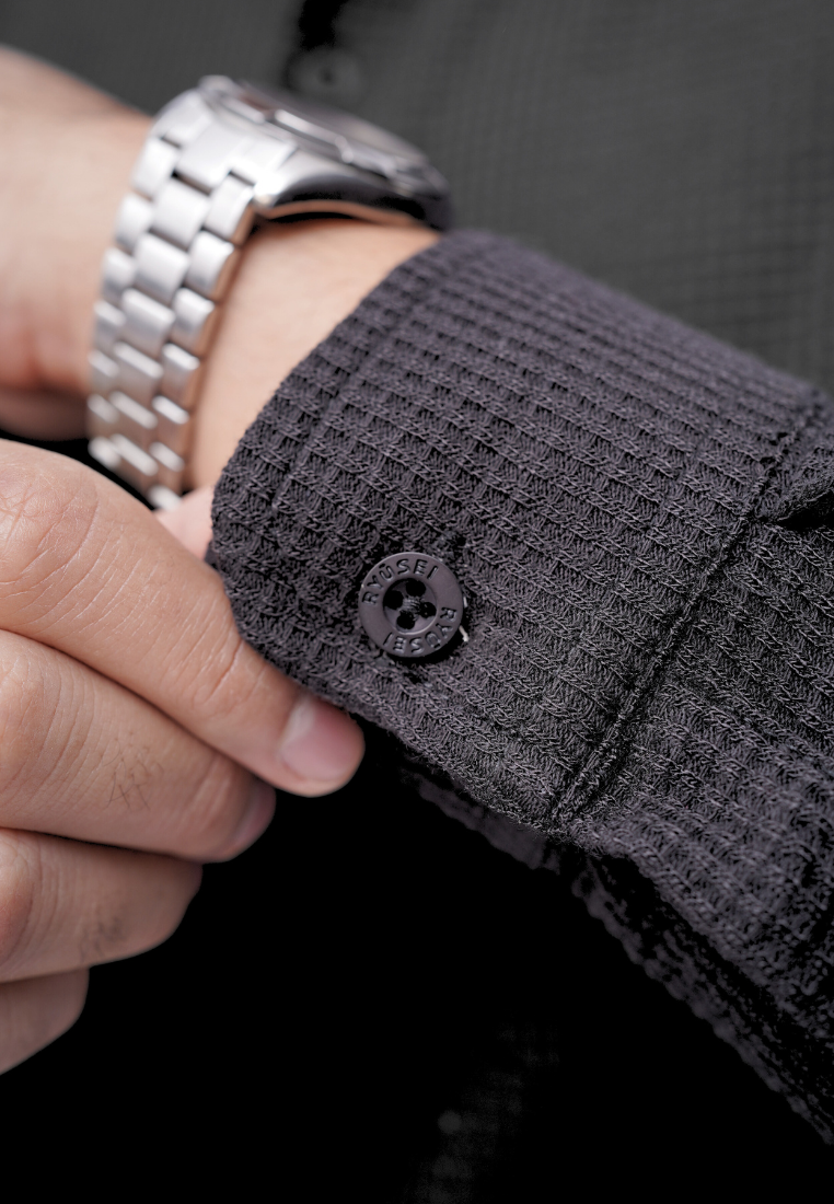 Ryusei Kemeja Kerah Koko Lengan Panjang Ultra Waffle