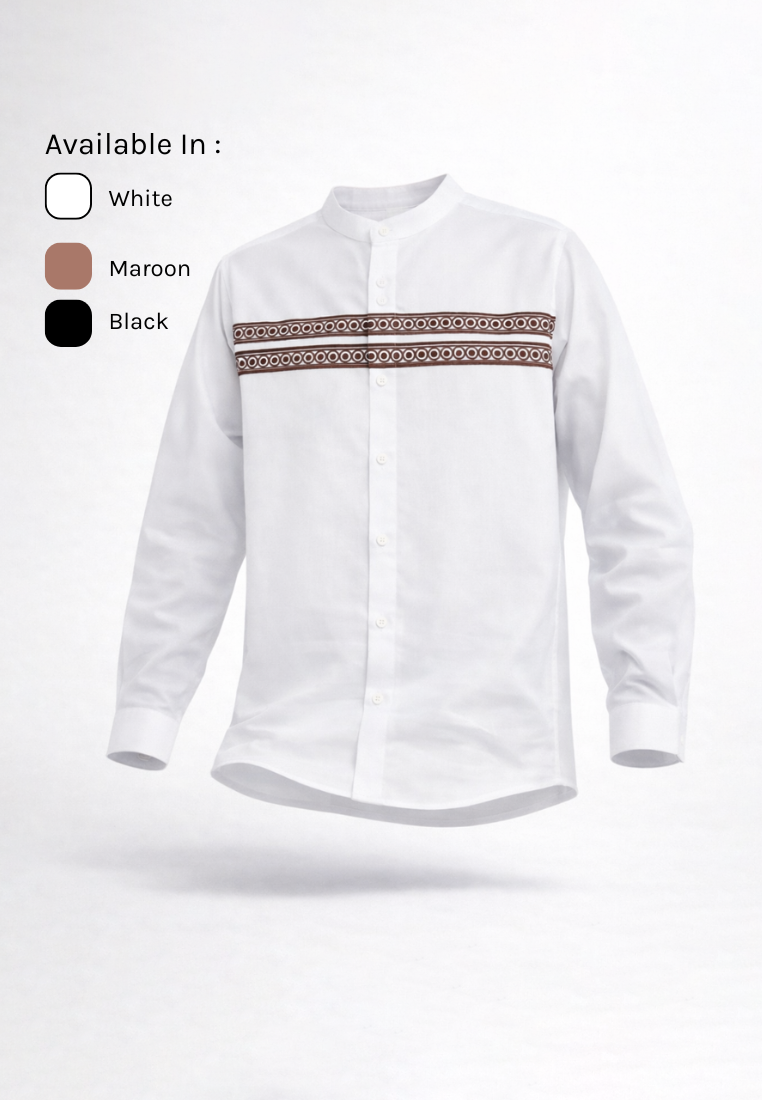 Ryusei Kemeja Kerah Koko Lengan Panjang Nakato