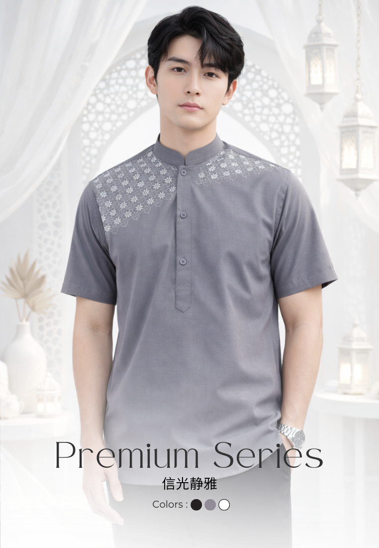 Ryusei Kemeja Kerah Koko Lengan Pendek Kenshiro