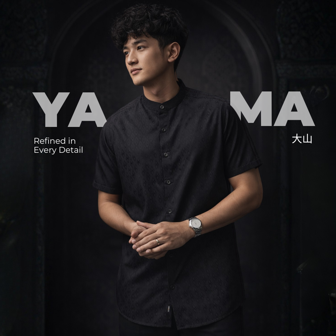 Ryusei Kemeja Kerah Koko Lengan Pendek Yama
