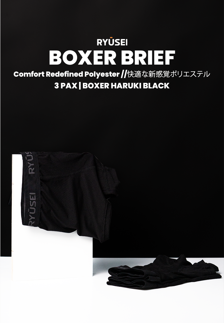 [Paket 3 Pcs] Boxer Haruki Black