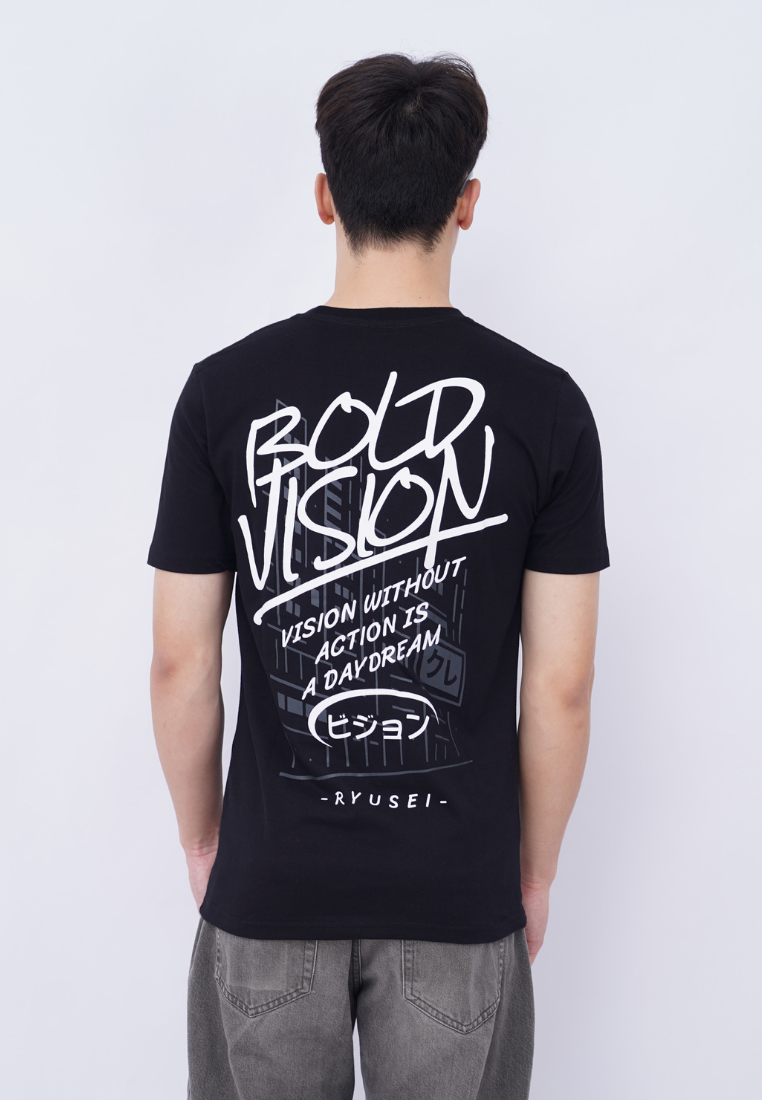 Ryusei Kaos Pria Bold Vision Black