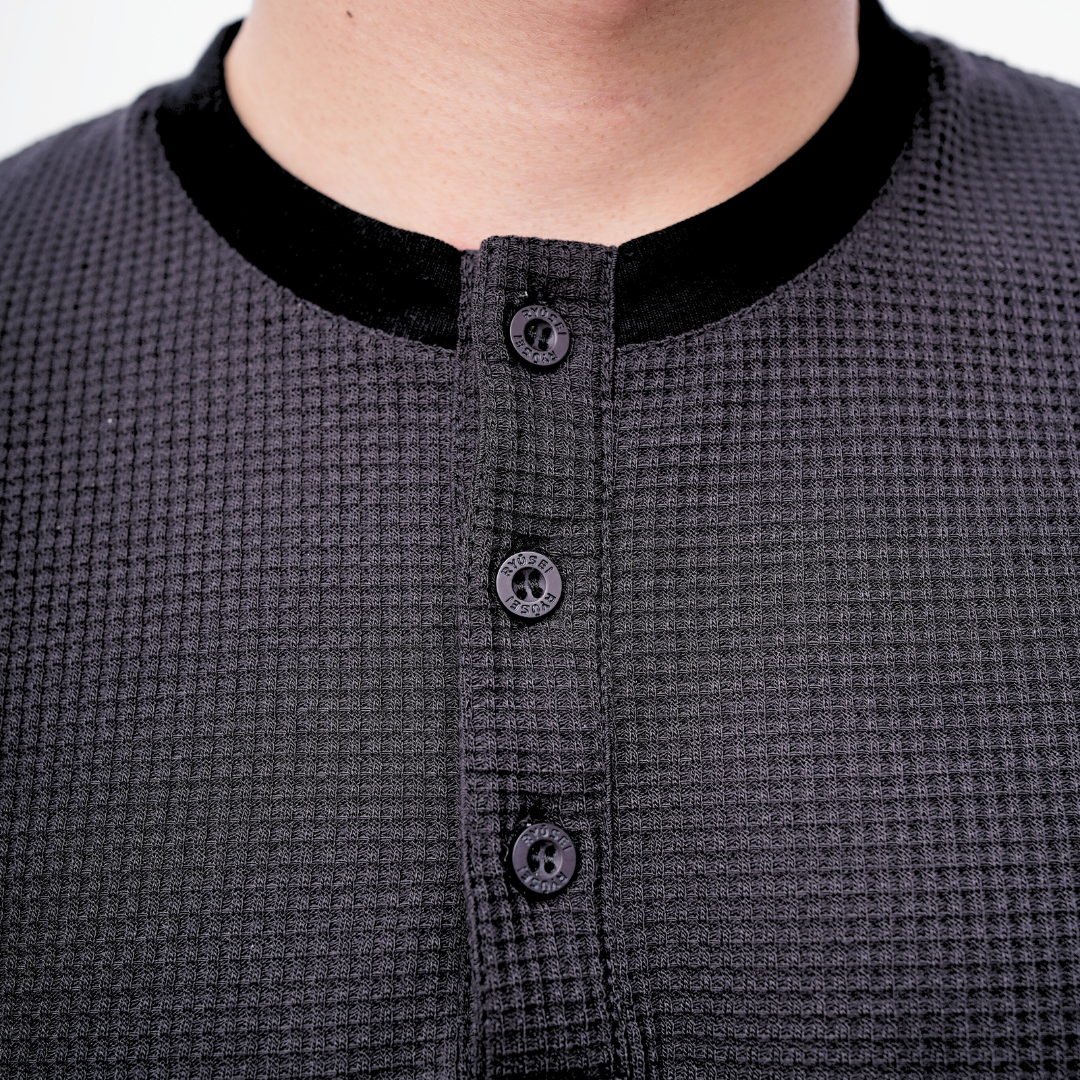 Ryusei Kaos Pria Henley Ultra Waffle