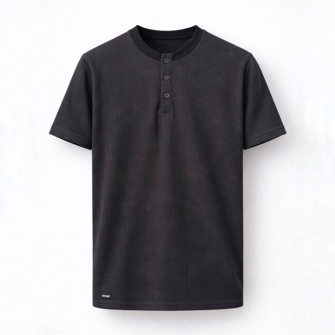 Ryusei Kaos Pria Henley Ultra Waffle