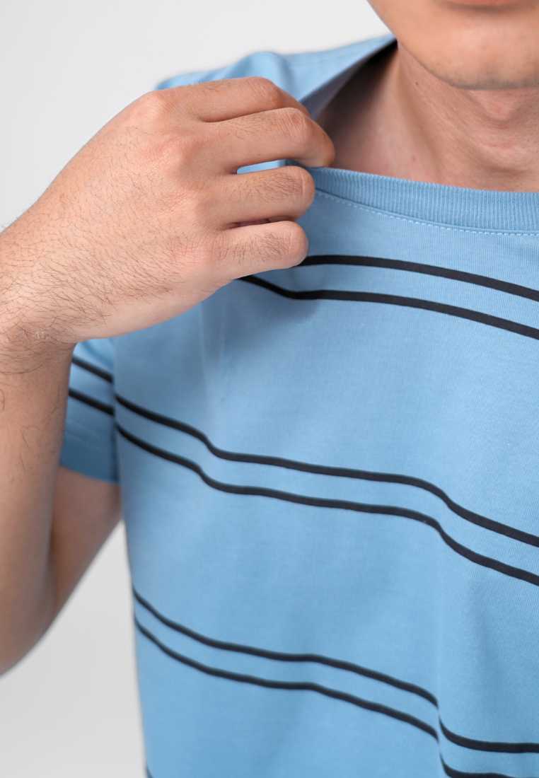 Ryusei Kaos Pria Kaizuka Stripe Smoke Blue