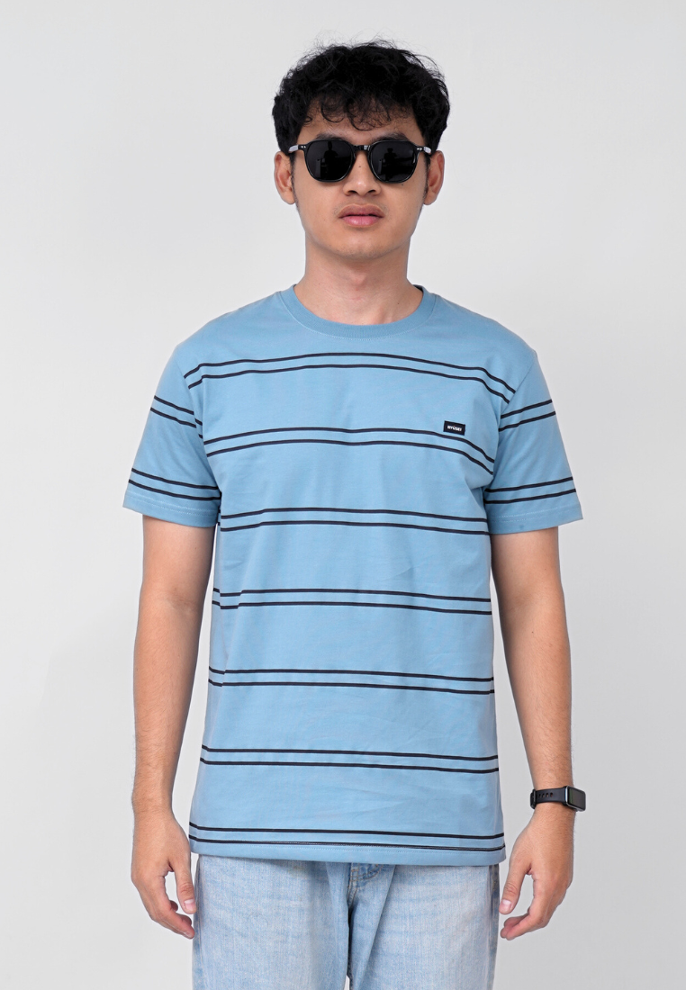 Ryusei Kaos Pria Kaizuka Stripe Smoke Blue