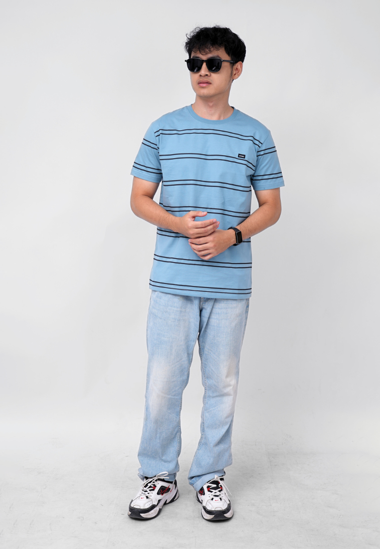 Ryusei Kaos Pria Kaizuka Stripe Smoke Blue