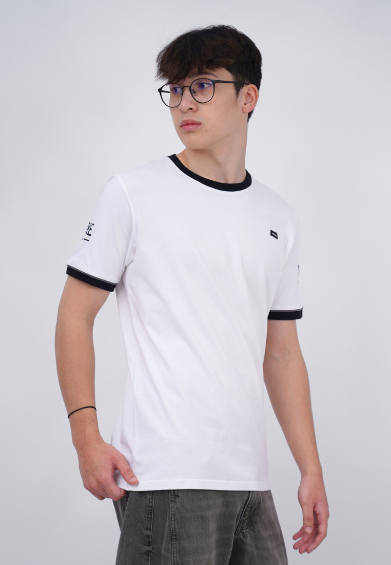 Ryusei Kaos Pria Modest White Stripe