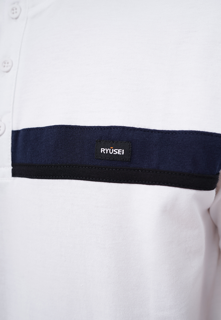 Ryusei Kaos Pria Atsunaka Button CMB White