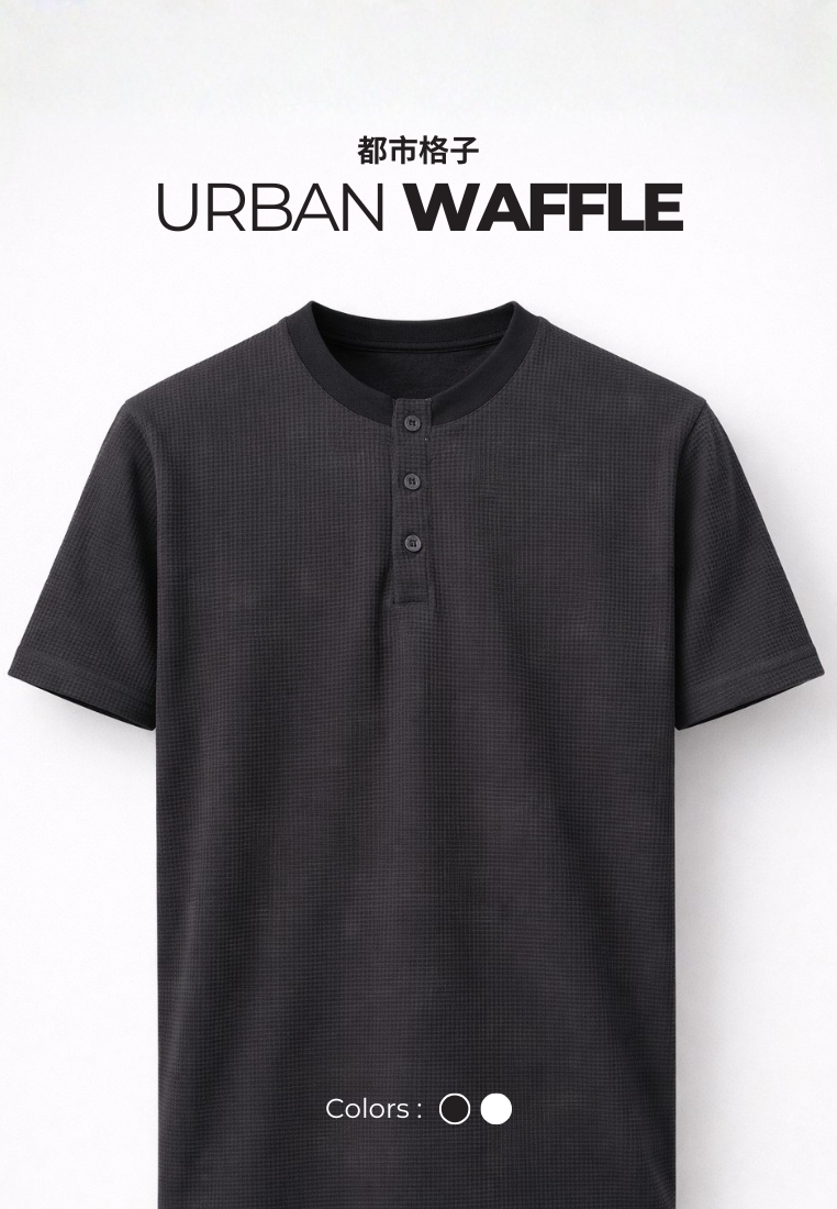Ryusei Kaos Pria Henley Ultra Waffle
