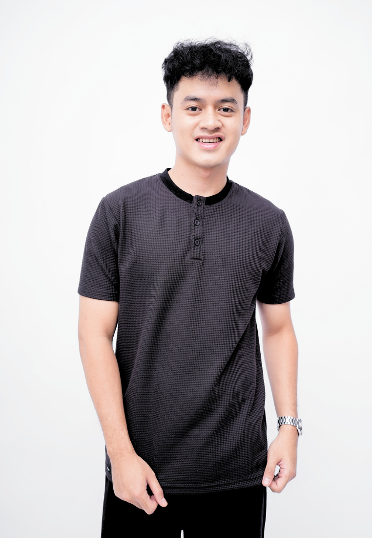 Ryusei Kaos Pria Henley Ultra Waffle