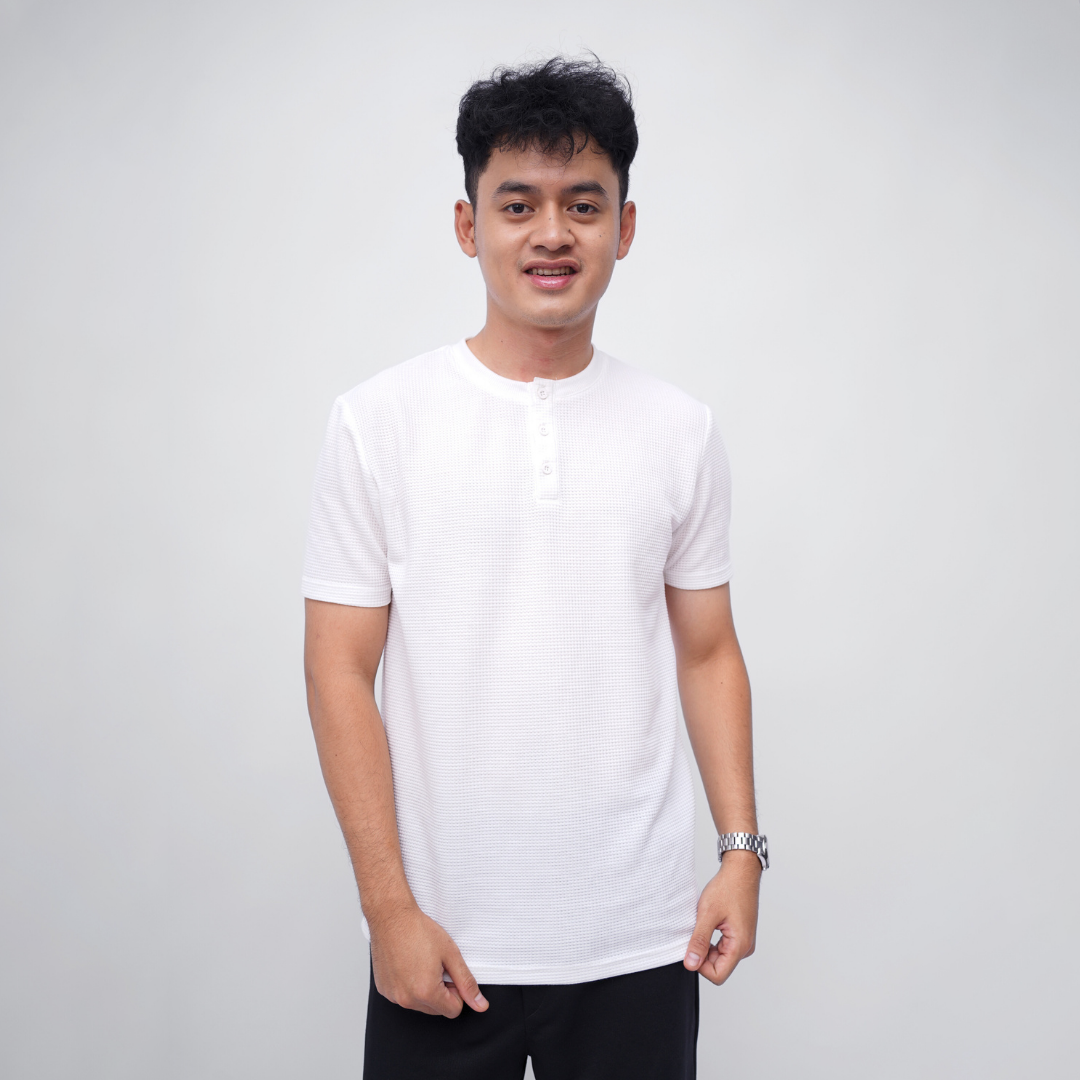 Ryusei Kaos Pria Henley Ultra Waffle