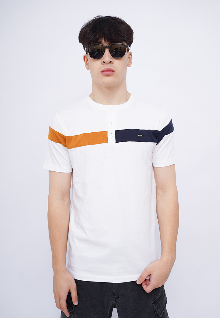 Ryusei Kaos Pria Kuroishi Button CMB White