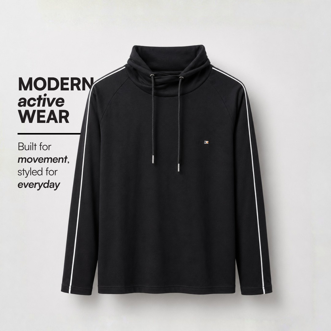 Ryusei Kaos Pria Turtleneck Lengan Panjang Nandito Jpn Black