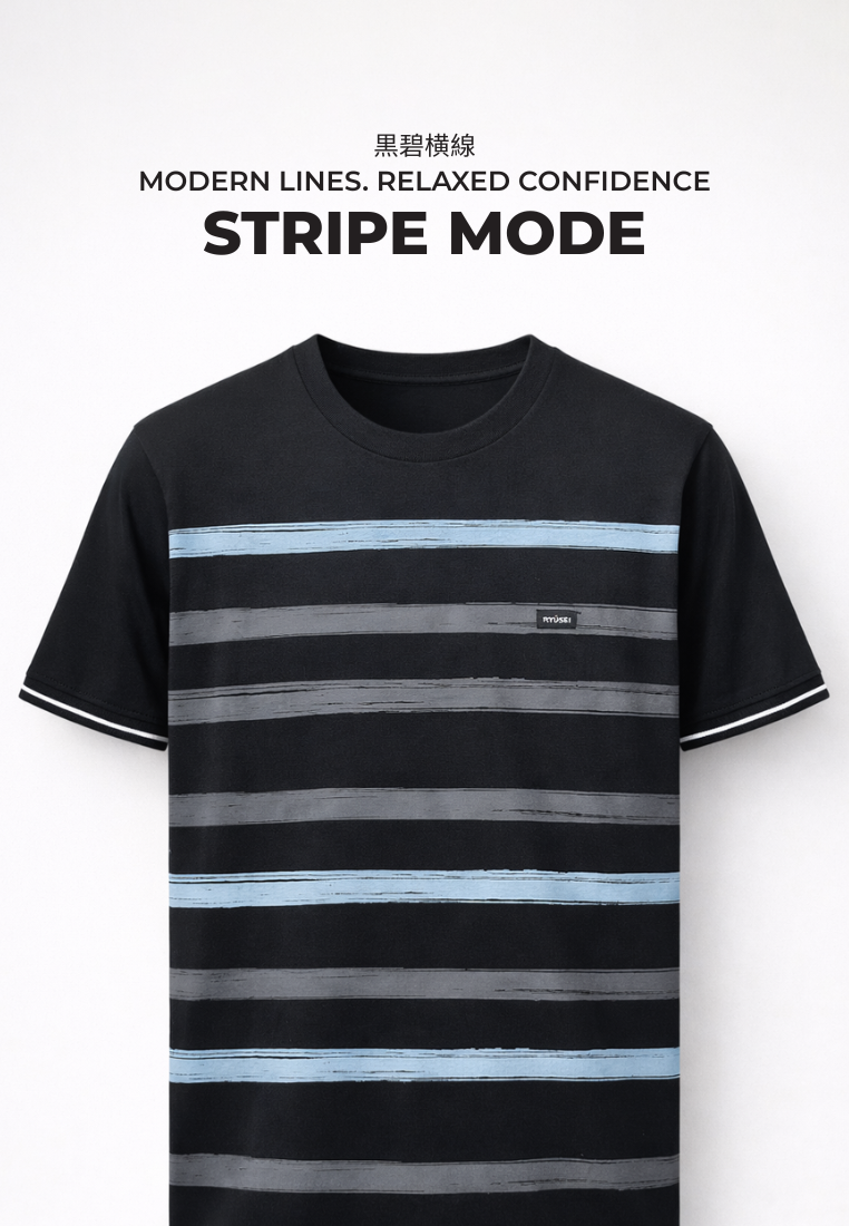 Ryusei Kaos Pria Yamada Stripe Black