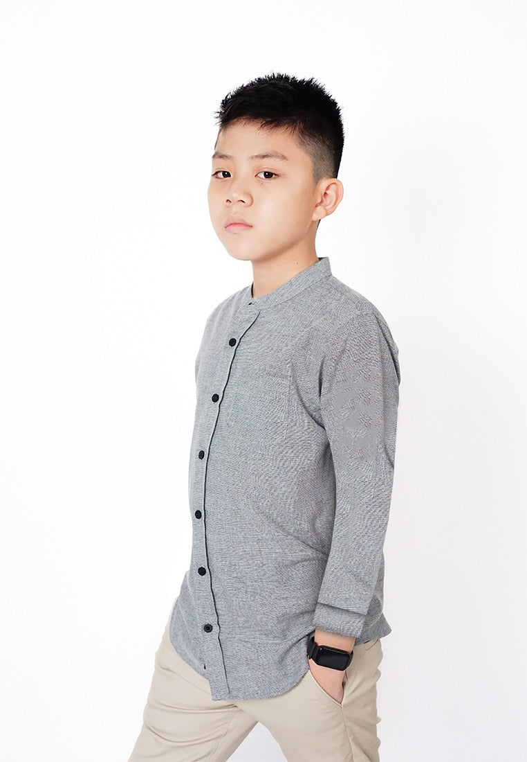 Ryusei Shirt kids Watashi Long Sleeve 2 Tone Grey - Ryusei