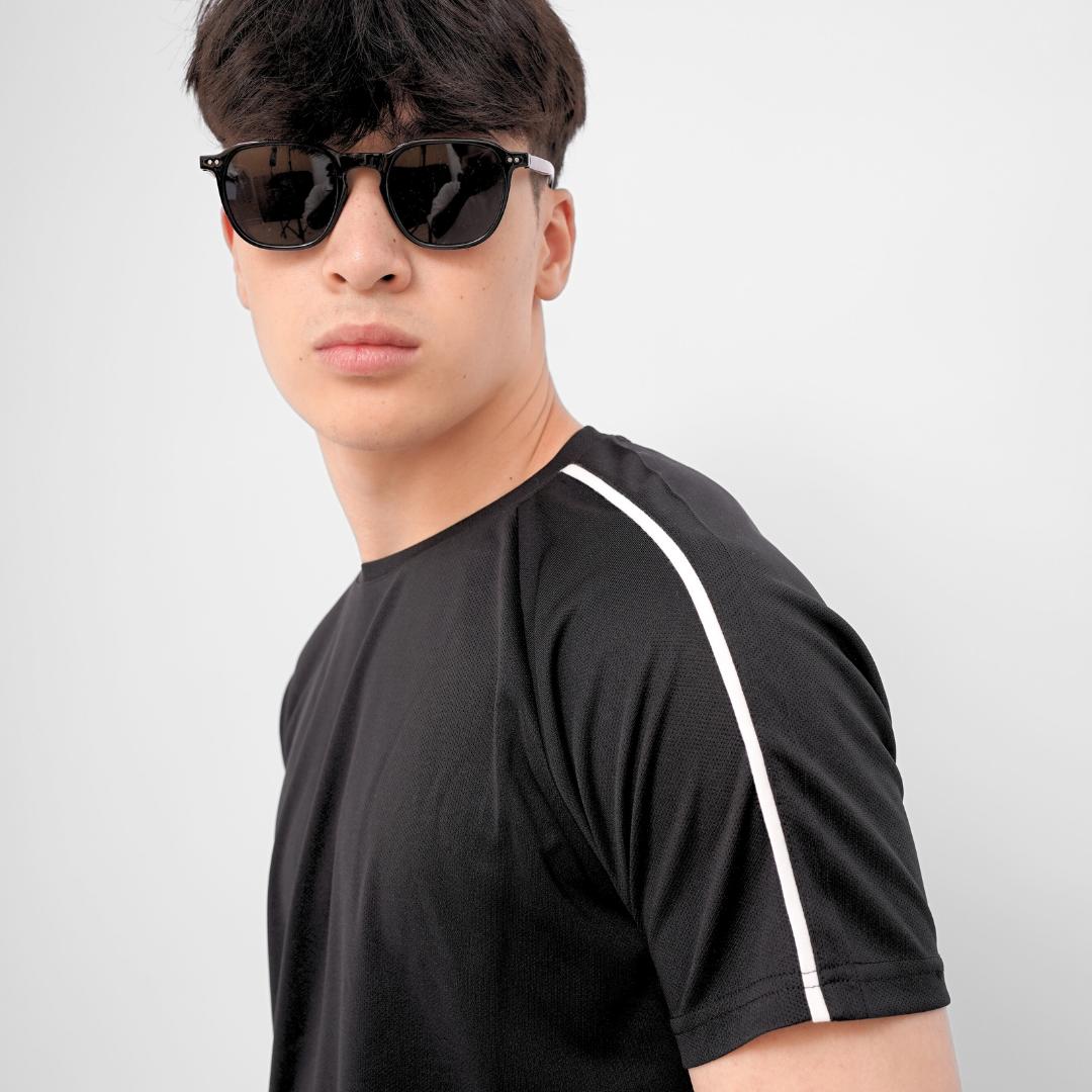 Ryusei Kaos Olahraga Pria Nagata Black Baju Gym Dry Fit Adem Jersey Training