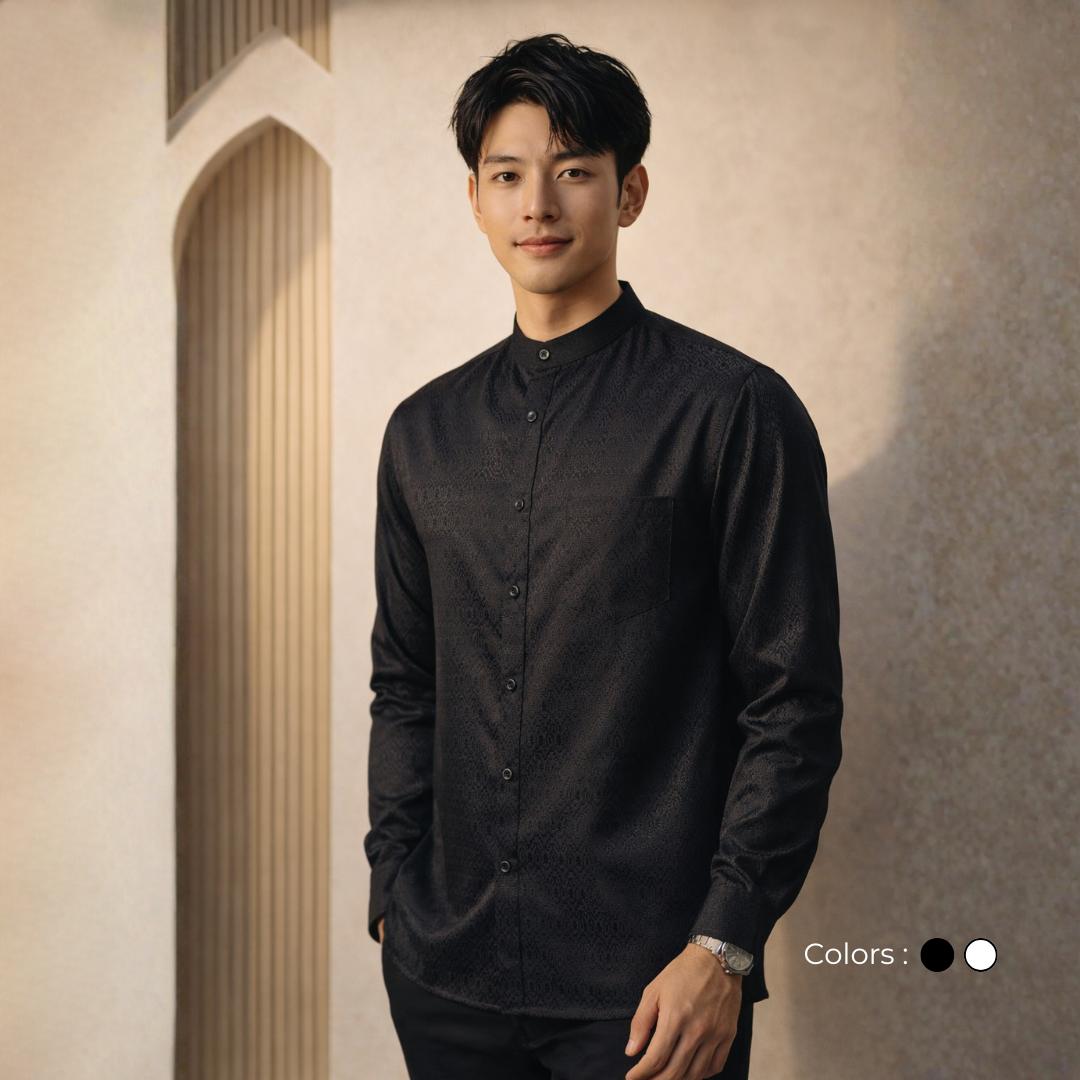 Ryusei Kemeja Kerah Koko Lengan Panjang Shiro
