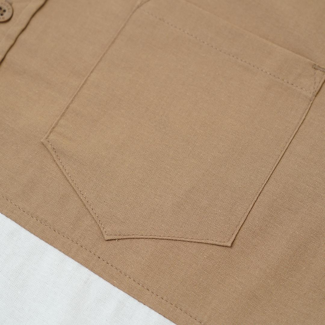 Ryusei Kemeja Kerah Koko Lengan Pendek Nirasaki CMB Brown