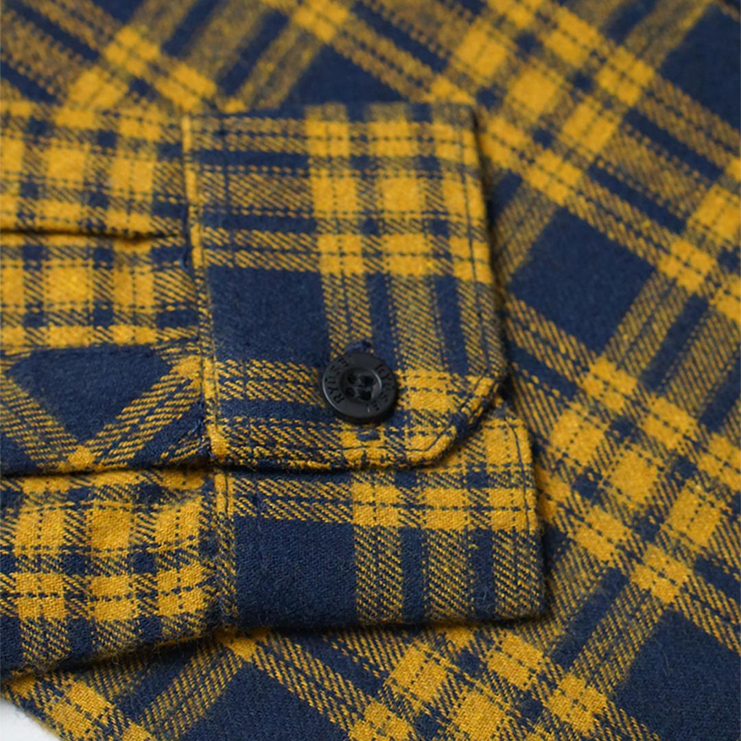 Ryusei Shirt Kids Flanel Yoshiro Long Sleeve Black Mustard
