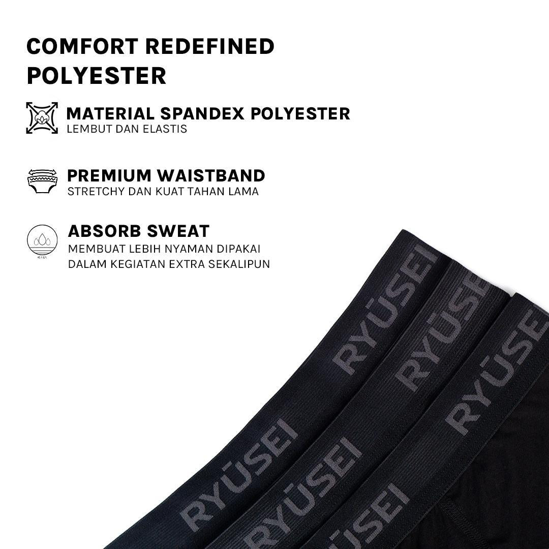 Ryusei Boxer Big Size Haruki Polyester Spandex 3 Pcs | Nyaman & Elastis