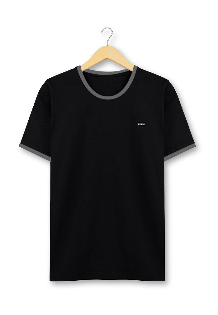 Ryusei T-shirt Existence Black Stripe Dark Misty
