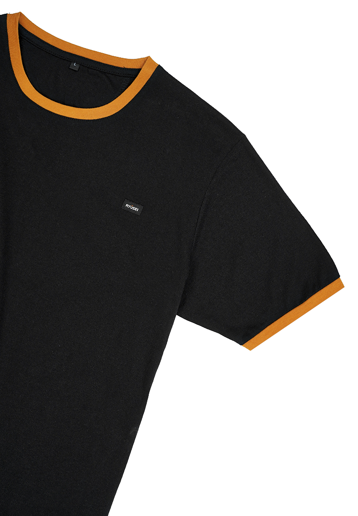 Ryusei T-shirt existence Black Stripe Mustard - Ryusei