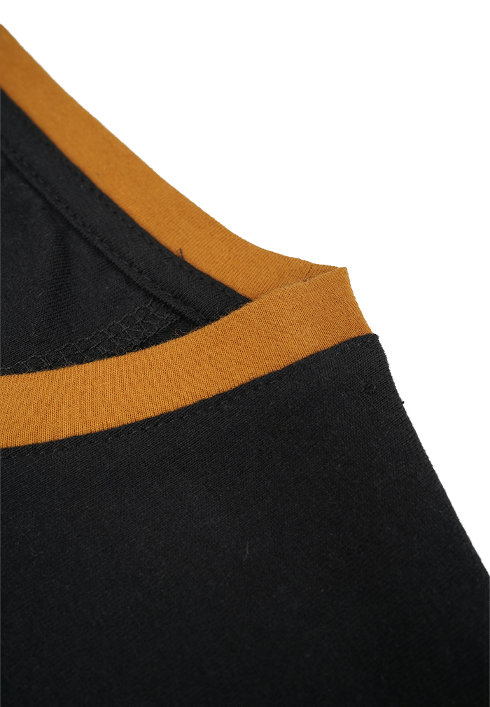 Ryusei T-shirt existence Black Stripe Mustard - Ryusei