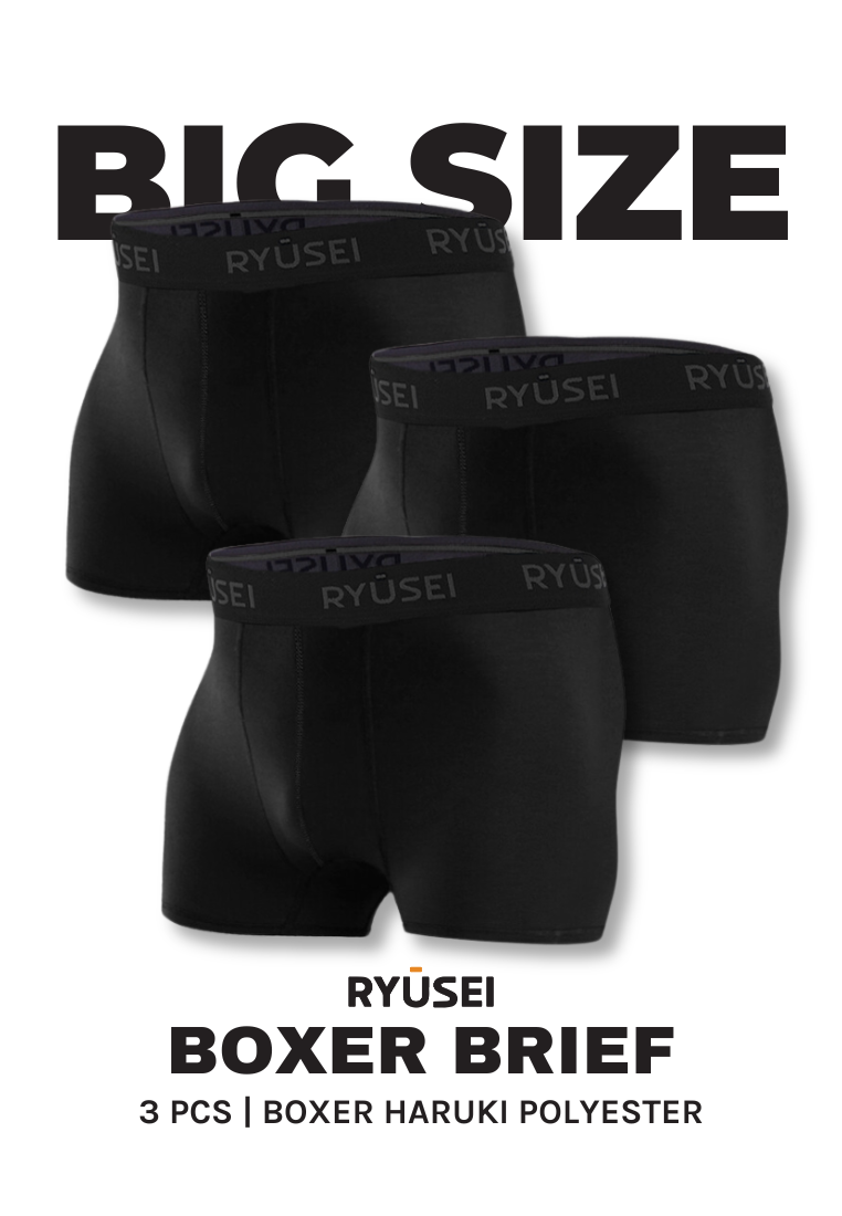 Ryusei Boxer Big Size Haruki Polyester Spandex 3 Pcs | Nyaman & Elastis