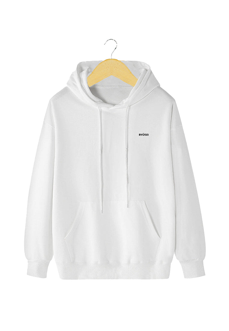 Ryusei Sweater Hoodie Mitaka White DF - Ryusei Pakaian Pria > Outerwear > Sweater & Kardigan