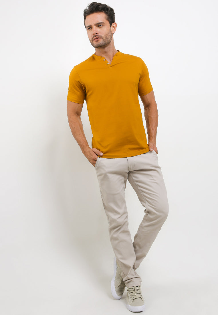 Ryusei Tshirt Kagawa Button Mustard - Ryusei