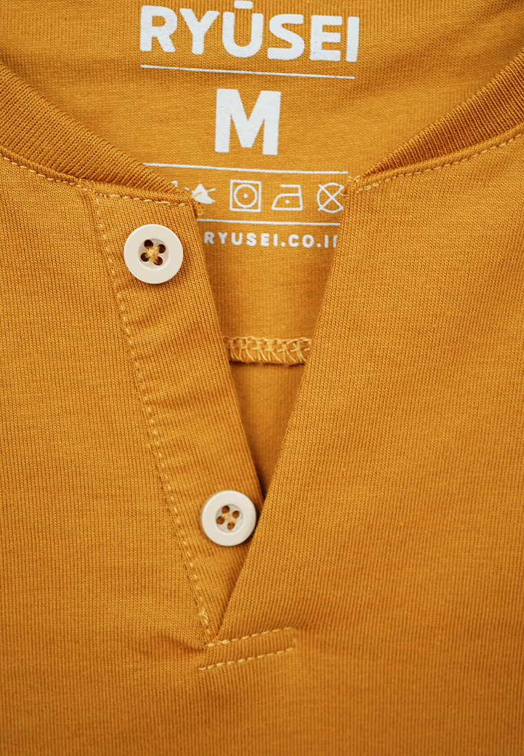 Ryusei Tshirt Kagawa Button Mustard - Ryusei