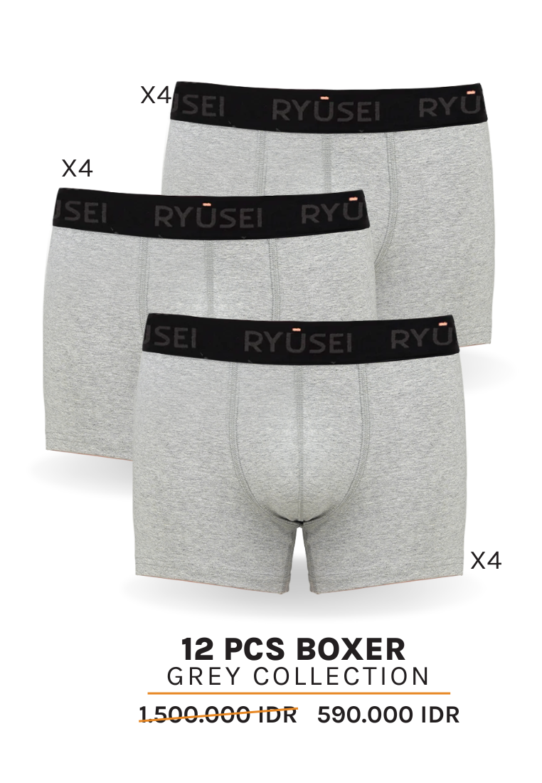 [PAKET] Boxer Misty Grey Collection (12 pcs) - Ryusei