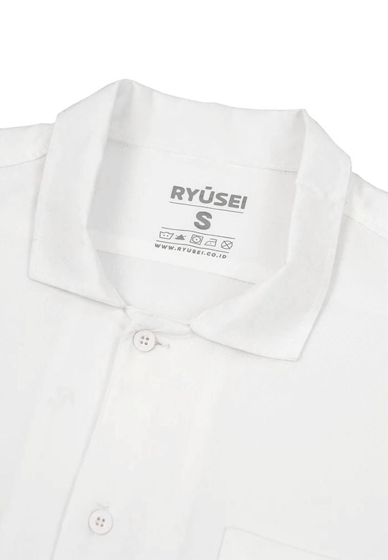 Ryusei Kemeja Pantai Rei Pocket White - Ryusei