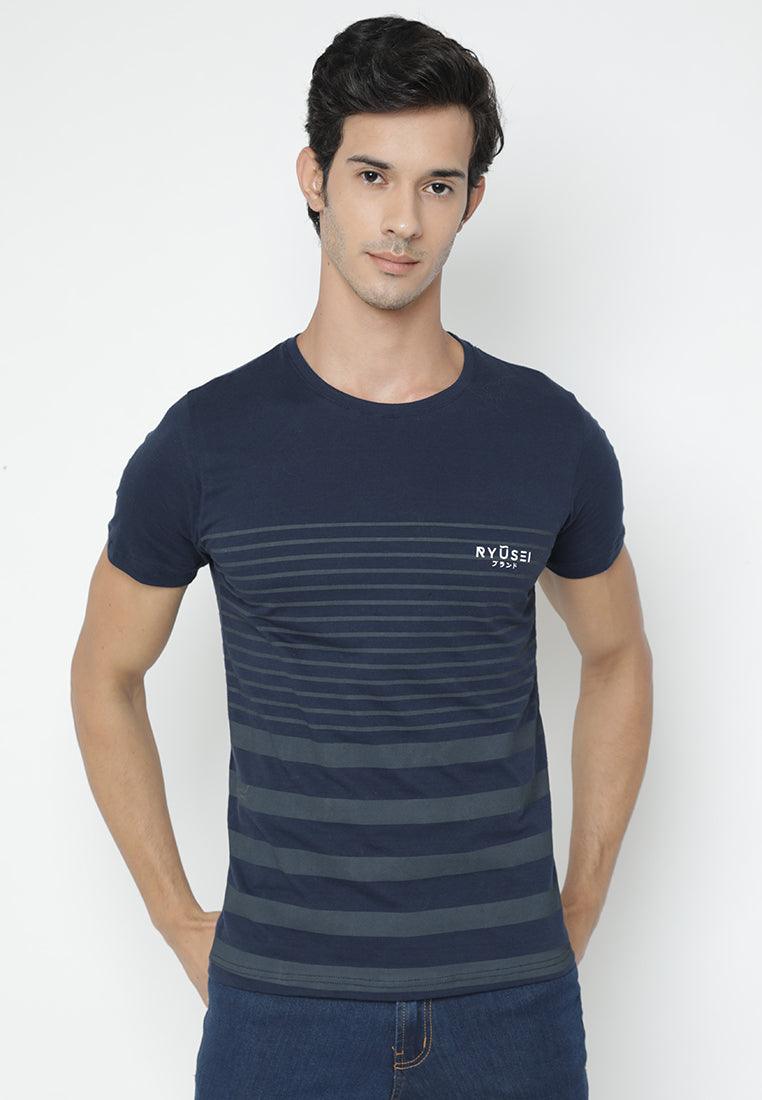 Tsh Men Striper Full Navy - Ryusei T-Shirt