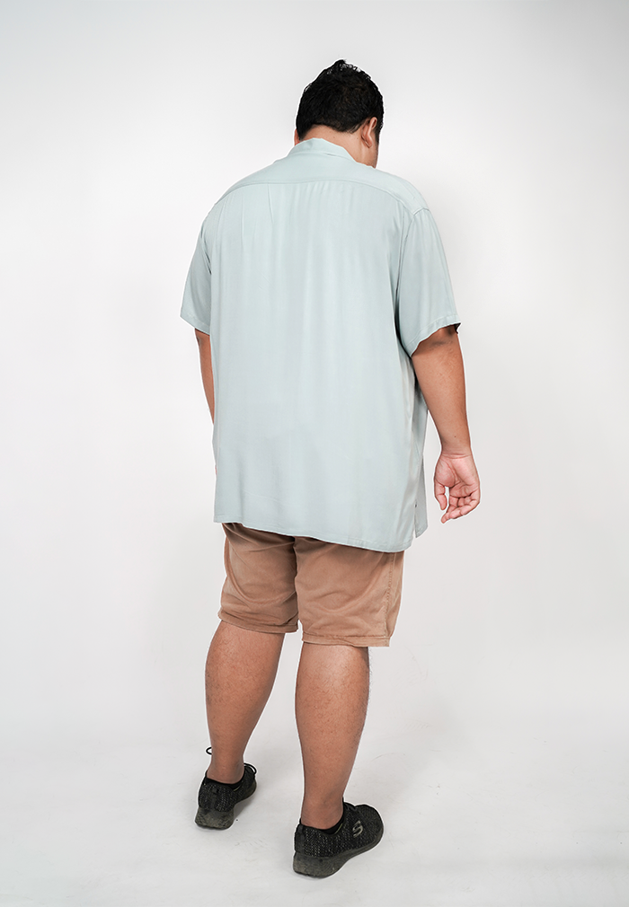 Ryusei Kemeja Pantai Rei Pocket Sage Blue Plus Size - Ryusei