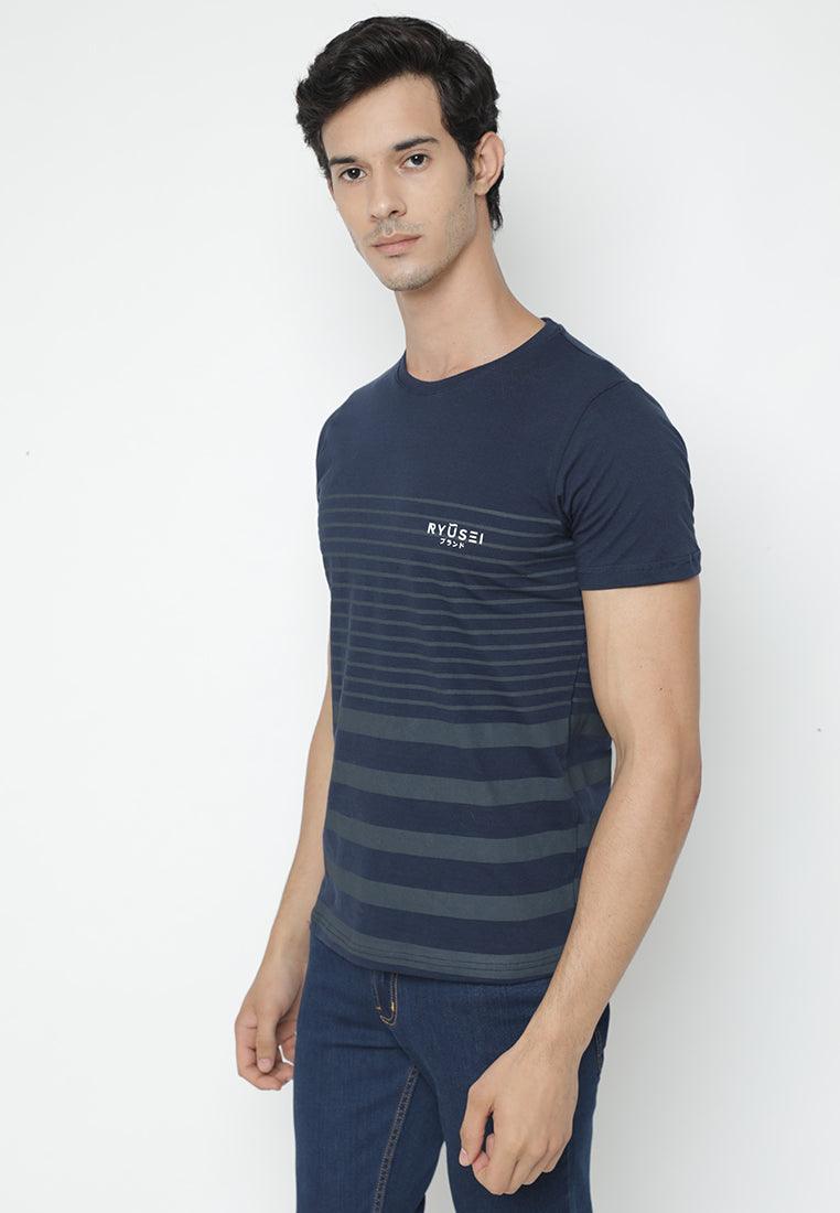 Tsh Men Striper Full Navy - Ryusei T-Shirt