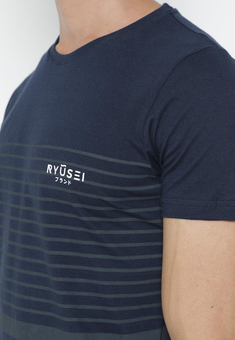 Tsh Men Striper Full Navy - Ryusei T-Shirt