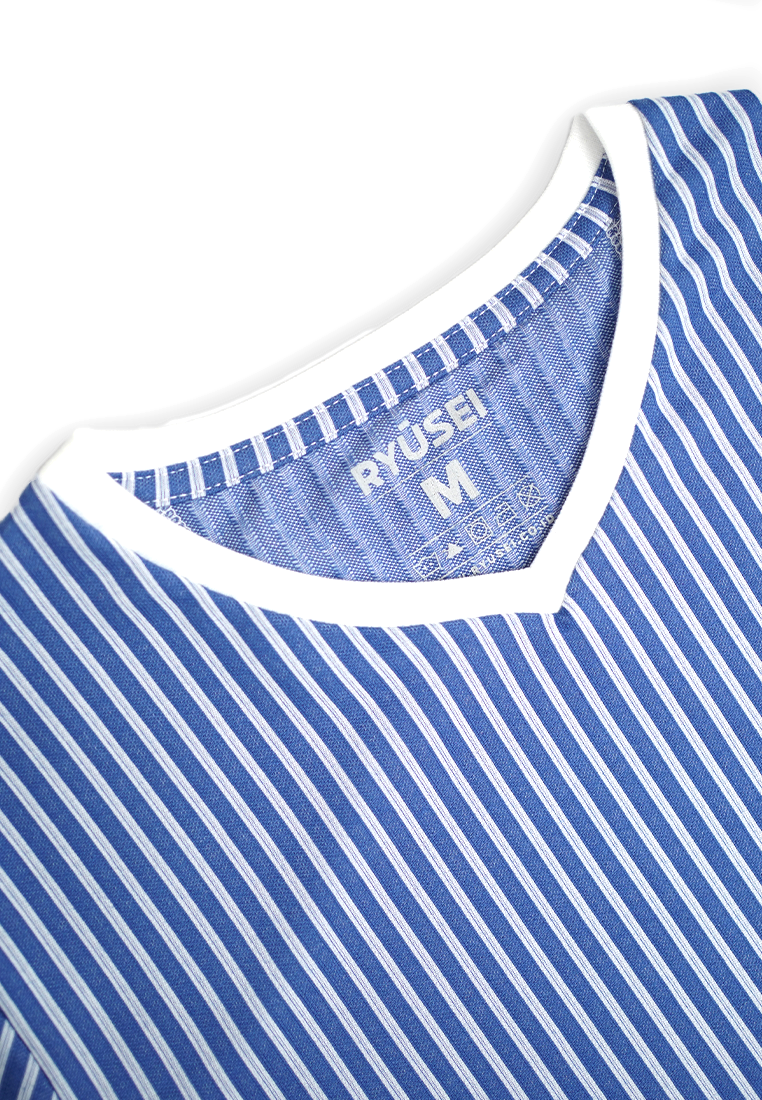 Ryusei Tshirt Yujin Stripe White Blue - Ryusei