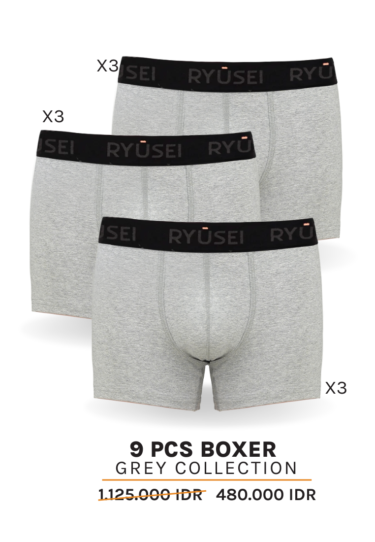 [PAKET] Boxer Misty Grey Collection (9 pcs) - Ryusei