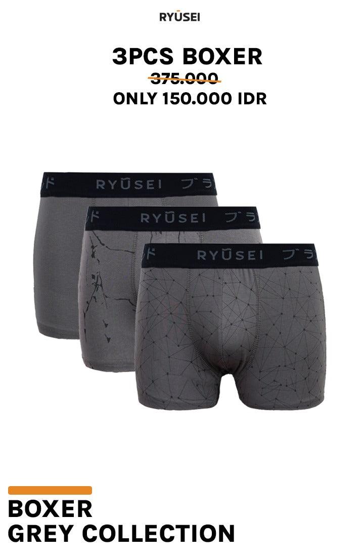 [ PAKET ] Boxer Grey Collection (3pcs) - Ryusei Boxer