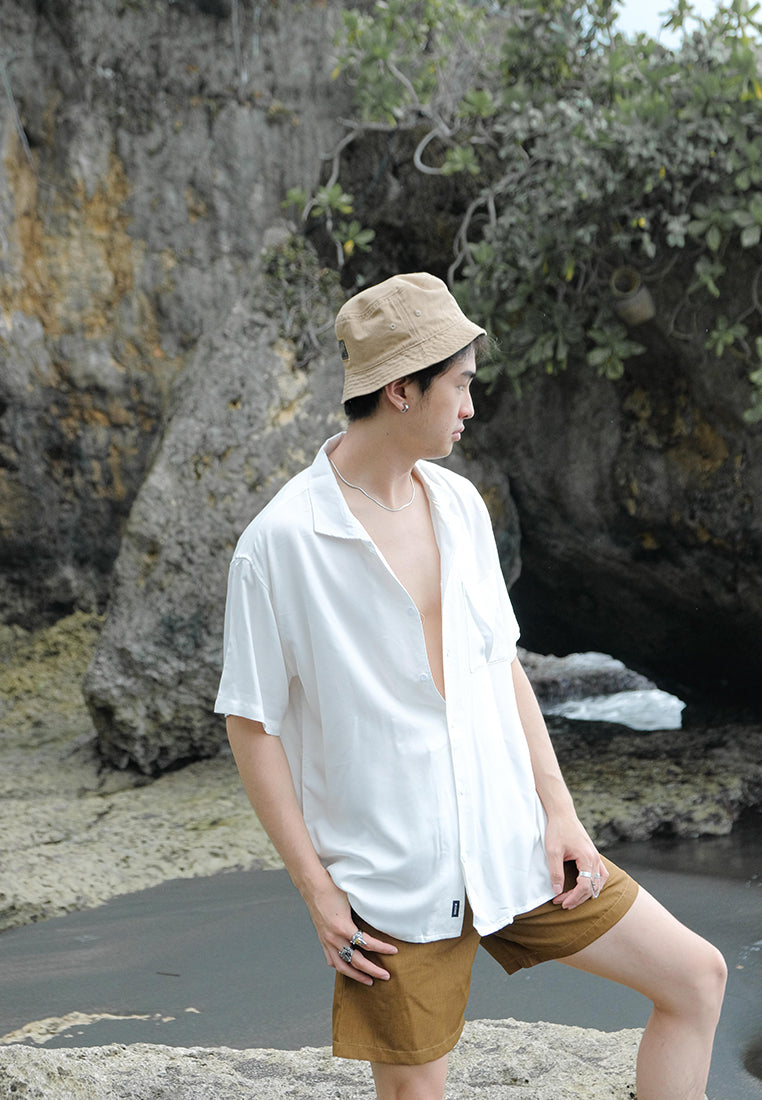 Ryusei Kemeja Pantai Rei Pocket White - Ryusei