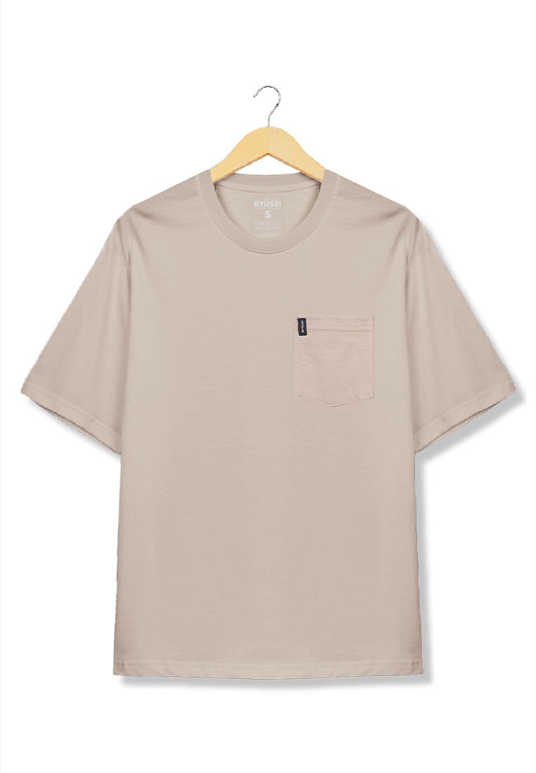 Ryusei Tshirt Oversize Kenji Pocket Light Brown - Ryusei