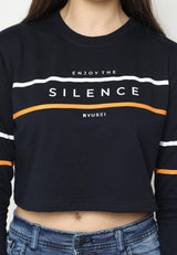 Swt Silence Crop Navy - Ryusei Sweater